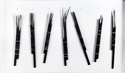 Objektkasten mit Stäben, gewachst, gebunden